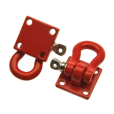 2- RED Towing Hooks / Shackles / D Bolts 1:10 RC Rock Crawlers