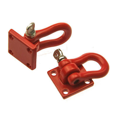 2- RED Towing Hooks / Shackles / D Bolts 1:10 RC Rock Crawlers